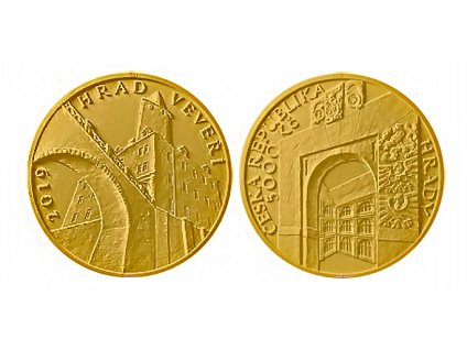 Zlatá mince hrad Veveří 2019-proof