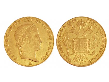 Zlatý  dukát Ferdinand I. 1847 E-stav 1/1