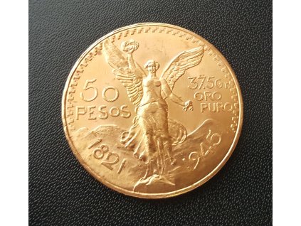 Zlatá investiční mince mexické 50 pesos-Centenario 1921-1945