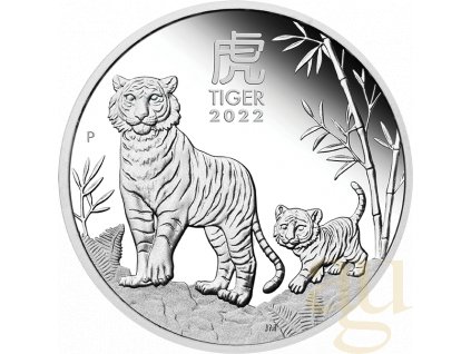Stříbrná mince rok tygra 2022-1 Oz proof-lunární série III.