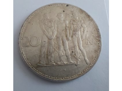 Stříbrná 20 koruna 1933 Republika československá
