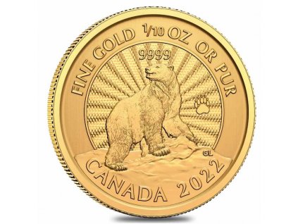 2022 Canada 1/10 oz zlatá mince The Majestic Polar Bear