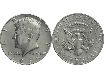 Stříbrná mince USA-half dollar-J.F. Kennedy 1966