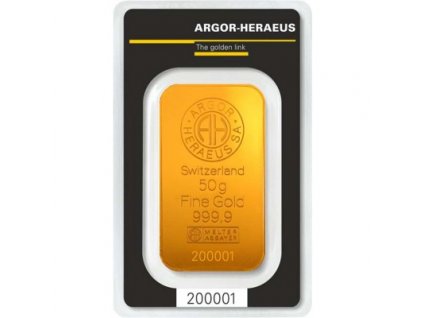 Investiční zlatý slitek Argor Heraeus 50g