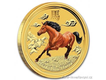 3263 zlata mince rok kone 2014 lunarne serie ii kolorovana verze 1 2 oz