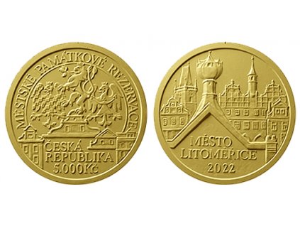 Zlatá mince 5000 Kč 2022 Litoměřice Proof-1/2 OZ