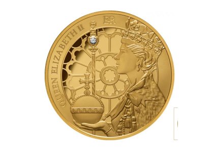 Zlatá mince 70.výročí korunovace Královny Alžběty II.-1 Oz s diamantem 2023