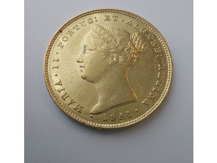 Zlatá mince 5000 reálů Maria II. -1851-Portugalsko