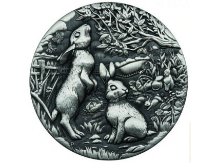 Stříbrná mince rok králíka 2023-2 Oz mat-lunární série III.