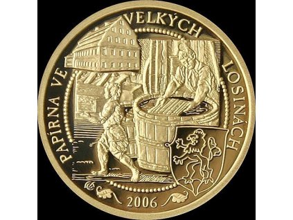 Zlatá mince 2500 Kč Papírna Velké Losiny 2006 Proof