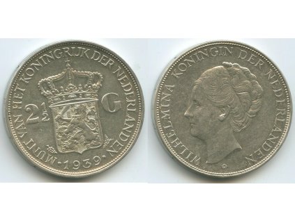 Stříbrný 2 1/2 gulden královna Wilhelmina I.