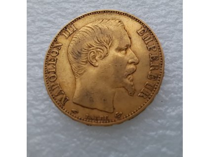 Zlatý francouzský 20 frank-Napoleon III. 1855-akce