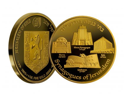 Zlatá mince  Synagogy Jeruzaléma-série Views of Jerusalem 2023-1 Oz