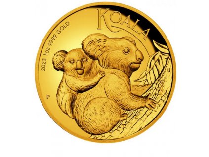 zlatá mince koala 2023 vysoký reliéf-proof-1 Oz