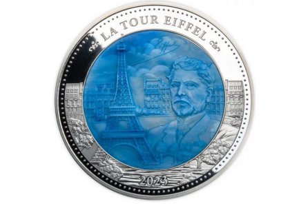 Stříbrná mince Eiffelova věž-  5 Oz Gold Coin 25$ Solomon Islands 2023