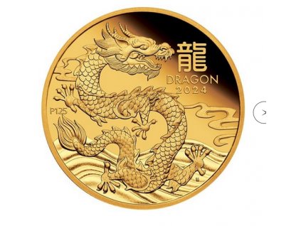 Zlatá mince rok draka 2024-1/4 Oz proof-lunární série III.