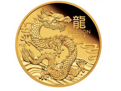 Zlatá mince rok draka 2024-1 Oz proof-lunární série III.