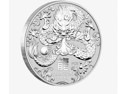 Investiční stříbrná mince rok draka 2024- 2 Oz -lunární série III.