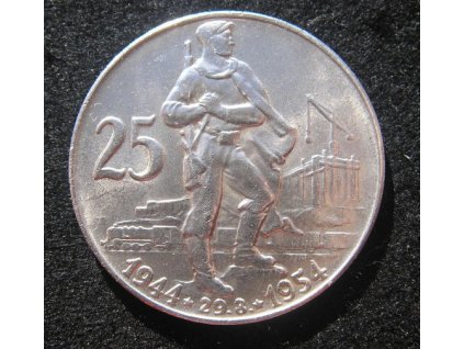 Stříbrná 25 koruna -Československá republika 1944-1954-10.výročí SNP