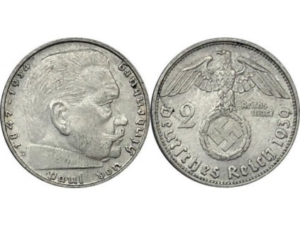Stříbrná říšská 2 marka-1939-D-Paul von Hindenburg