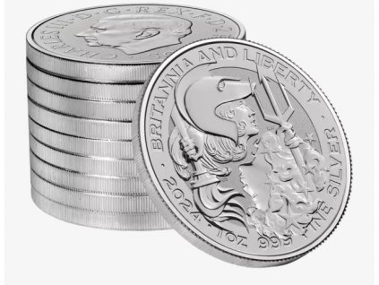 stříbrná mince Britannia and Liberty 1 Oz 2024