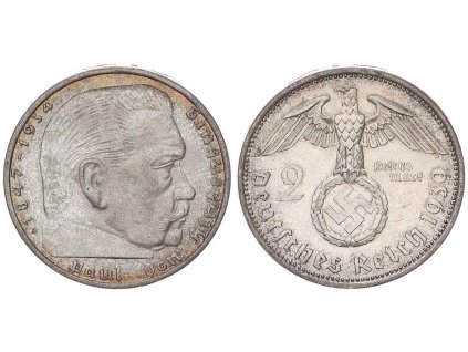 Stříbrná říšská 2 marka-1939-A-Paul von Hindenburg