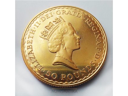 Investiční zlatá mince Britannia 1/2 Oz-1988-Alžběta II.