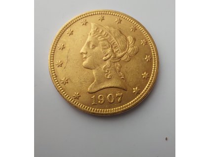 zlatá mince americký liberty Eagle 10 USD-1907
