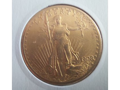 zlatá mince 20 USD americký double Eagle St.Gaudens-1908