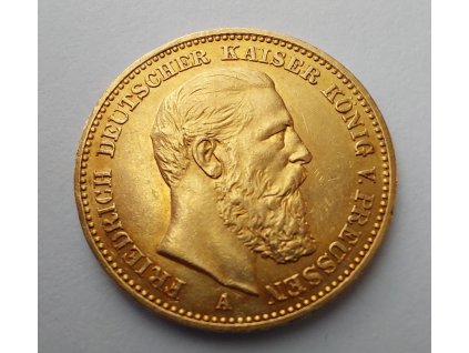 zlatá pruská  20 marka Friedrich III.1888 A