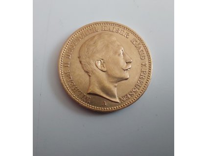 zlatá pruská 20 marka Wilhelm II. 1905