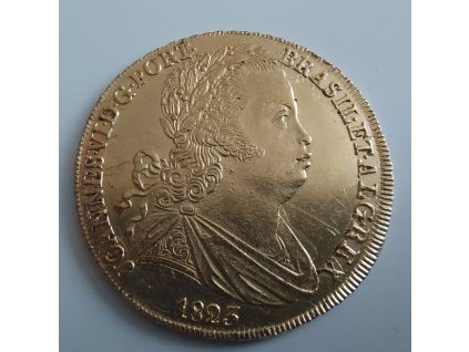 Zlatá mince  Peca (4 escudos- 6400 reálů) král Joao VI. 1823