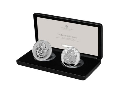 Stříbrný set mincí Tudorovský drak 2024- set dvou mincí-Proof