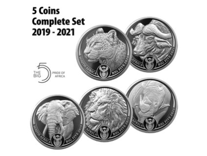 5 Oz Platinový set mincí- Big five- 2019-2021
