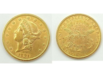 zlatá mince americký double Eagle Liberty-1891-20 USD