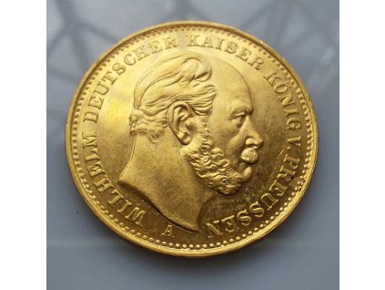 zlatá pruská 20 marka Wilhelm I. 1888-akce-stav 0/0