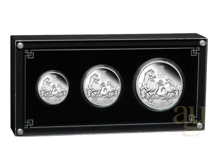 Set stříbrných mincí lunární Rok koně 2026-proof-3 mince