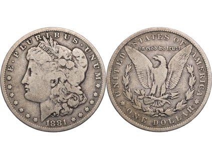 Amorický stříbrný morgan dollar 1881