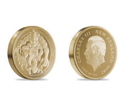 Zlatá mince Maorské umění-2026- Forest Taniwha- proof 1 Oz