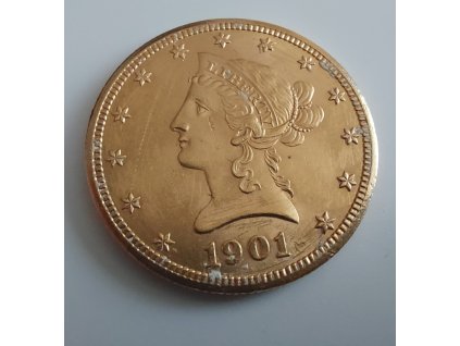Zlatá mince americký liberty Eagle 10 USD ročník 1901-akce