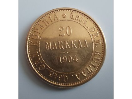 Zlatá finská 20 marka 1904-Mikuláš II.