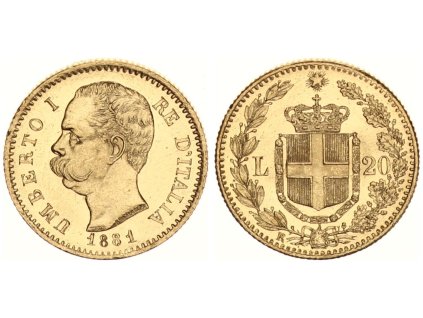 Zlatá 20 lira Umberto I. 1881-akce