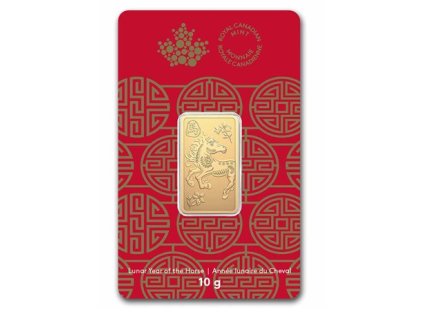 Zlatý slitek rok koně 10g-Kanada