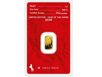 Zlatá investiční cihla Argor Heraeus 1g-rok koně 2026