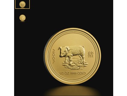 investiční zlatá mince rok vepře 2007 1/2 Oz