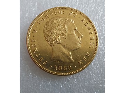 Zlatá mince 5000 reálů Pedro V. -1860-Portugalsko