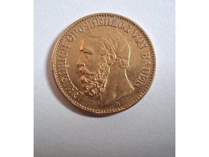 Zlatá 10 marka 1878 G-Friedrich von Baden