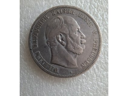 Stříbrná 5 marka Wilhelm I. král pruský 1875 A