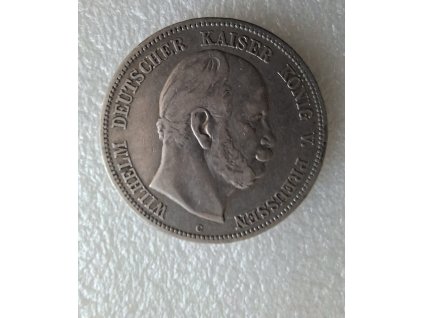 Stříbrná 5 marka Wilhelm I. král pruský 1876 C