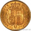 zlatá mince britský půl Sovereign Victoria 1838-1887 první portrét -typ štít